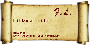 Fitterer Lili névjegykártya